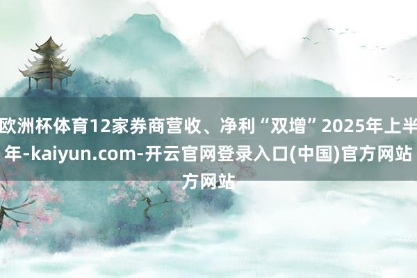 欧洲杯体育12家券商营收、净利“双增”2025年上半年-kaiyun.com-开云官网登录入口(中国)官方网站