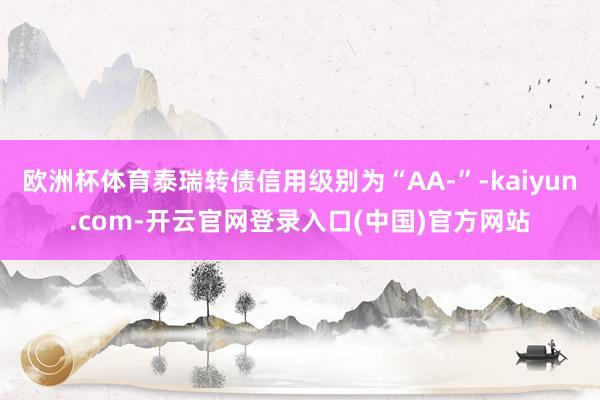 欧洲杯体育泰瑞转债信用级别为“AA-”-kaiyun.com-开云官网登录入口(中国)官方网站
