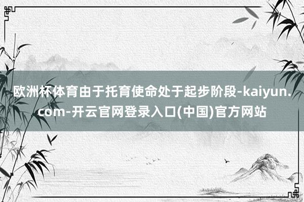 欧洲杯体育由于托育使命处于起步阶段-kaiyun.com-开云官网登录入口(中国)官方网站